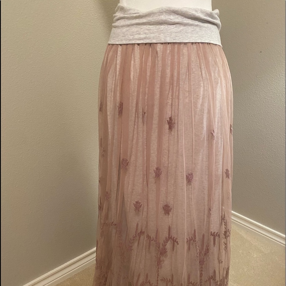 Sundance lace and jersey knit long flowing skirt